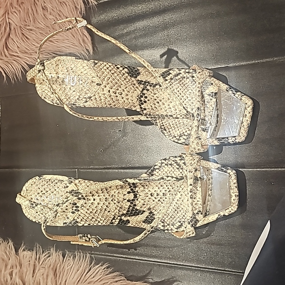 Schutz faux snake skin heels